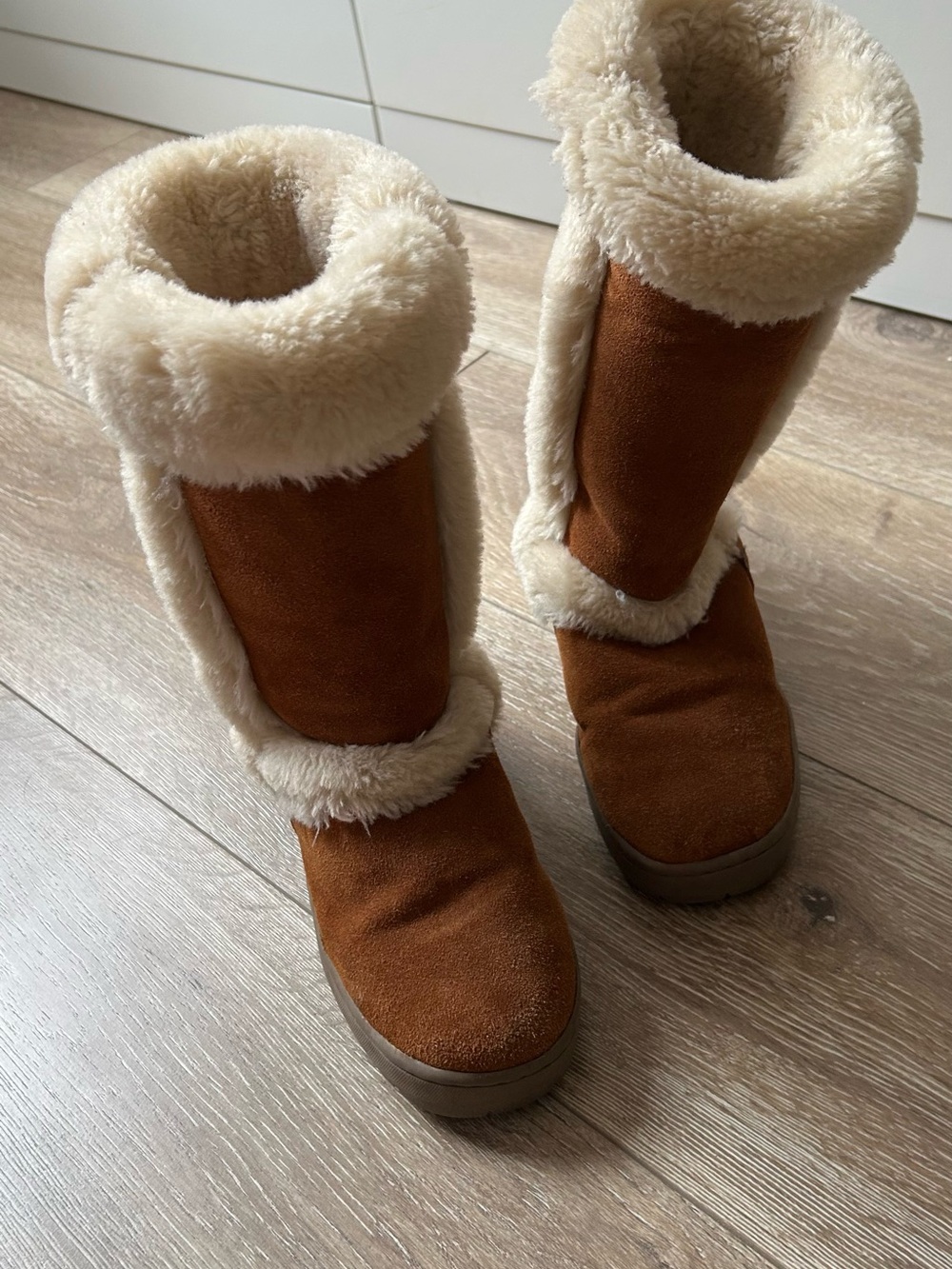 Style & Co. Chestnut Suede-Look Winter Boots with Cream Shearling
